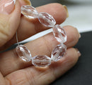 12x8mm Crystal clear barrel czech glass fire polished oval beads, 8Pc