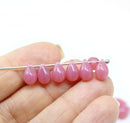 6x9mm Opal dark berry pink Czech glass drops - 20pc