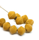 11mm Ocher yellow czech glass large bicone pressed beads 10pc