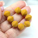 11mm Ocher yellow czech glass large bicone pressed beads 10pc