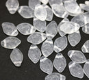 12x7mm Frosted clear glass leaf beads 40pc