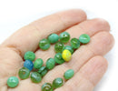 5x8mm Green Czech glass beads mixed color, Fire polished gemstone cut rondels, 20Pc