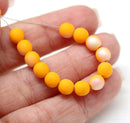 6mm Matte dark yellow round druk czech glass beads, 30Pc