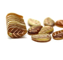 14x9mm Brown beige Czech glass leaves, copper wash, 15pc