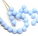 6mm Frosted blue periwinkle round melon shape czech glass beads - 30Pc