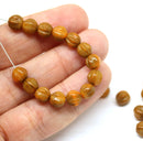 6mm Light brown caramel round melon shape czech glass beads - 30Pc
