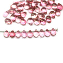5x7mm Pink czech glass teardrop beads, goldish luster, 50pc