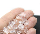 9mm Clear Czech glass heart shaped triangle leaf, 30pc