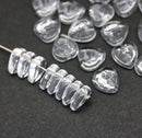 9mm Clear Czech glass heart shaped triangle leaf, 30pc