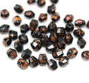 5mm Black bicone beads copper flakes Czech glass fire polished 50pc