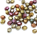 5mm Metallic mix bicone beads Czech glass fire polished 50pc