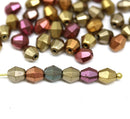 5mm Metallic mix bicone beads Czech glass fire polished 50pc