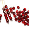 4mm Dark red Czech glass fire polished round beads, copper luster, 50Pc