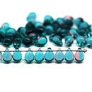 5x7mm Teal purple glass drops, czech teardrop beads, 50pc