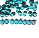 5x7mm Teal purple glass drops, czech teardrop beads, 50pc