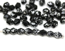 5mm Black bicone beads silver flakes Czech glass fire polished 50pc