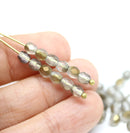 4mm Frosted gray Czech glass beads, fire polished round faceted spacers - 50Pc