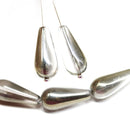 20x9mm Crystal clear pear shape teardrop czech glass beads, metallic luster, 4pc