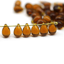 6x9mm Dark topaz  brown teardrops, Czech glass drop beads, 40pc