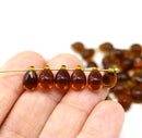 6x9mm Dark topaz  brown teardrops, Czech glass drop beads, 40pc
