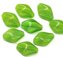 19x13mm Opal green oval Czech glass large wavy beads - 4Pc