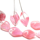 19x13mm Pink oval Czech glass large wavy beads - 4Pc