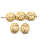 13x11mm Beige copper ladybug Czech glass beads, 4pc