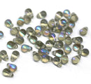 4x6mm Gray czech glass small drops AB finish, 50Pc