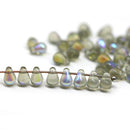 4x6mm Gray czech glass small drops AB finish, 50Pc