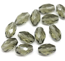 12x8mm Transparent gray barrel czech glass fire polished oval beads, 6Pc