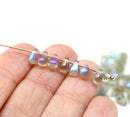 4x6mm Gray czech glass small drops AB finish, 50Pc