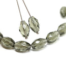12x8mm Transparent gray barrel czech glass fire polished oval beads, 6Pc