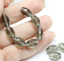 12x8mm Transparent gray barrel czech glass fire polished oval beads, 6Pc