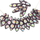 15pc Matte purple dagger czech glass beads, 15pc