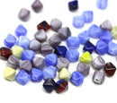 6mm Blue bicone Czech glass beads mix, 50Pc