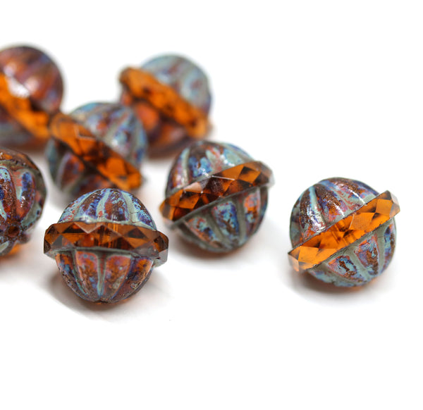 Picasso Czech glass topaz large fancy bicone beads for jewelry designs