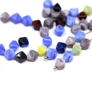 6mm Blue bicone Czech glass beads mix, 50Pc