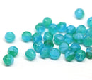 6mm Blue green mixed color melon czech glass beads - 30Pc