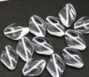 19x13mm Crystal clear oval Czech glass large wavy beads - 6Pc