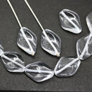 19x13mm Crystal clear oval Czech glass large wavy beads - 6Pc