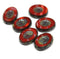 14x10mm Red picasso Czech oval beads - 6Pc