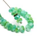 4x7mm Mixed green white rondelle beads Czech glass, 25pc