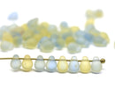 4x6mm Frosted blue yellow small drops czech glass - 50Pc