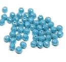 4mm Blue luster czech glass beads fire polished - 50Pc