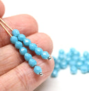 4mm Blue luster czech glass beads fire polished - 50Pc