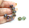 6x8mm Blue czech glass fire polished rondelle beads, picasso - 12Pc