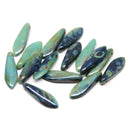 Blue green dagger, Picasso finish czech glass beads DIY jewelry