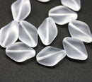 19x13mm Frosted clear oval Czech glass large wavy beads - 6Pc