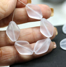 19x13mm Frosted clear oval Czech glass large wavy beads - 6Pc