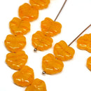 Apricot yellow maple leaf beads, Czech glass leaves DIY jewelry